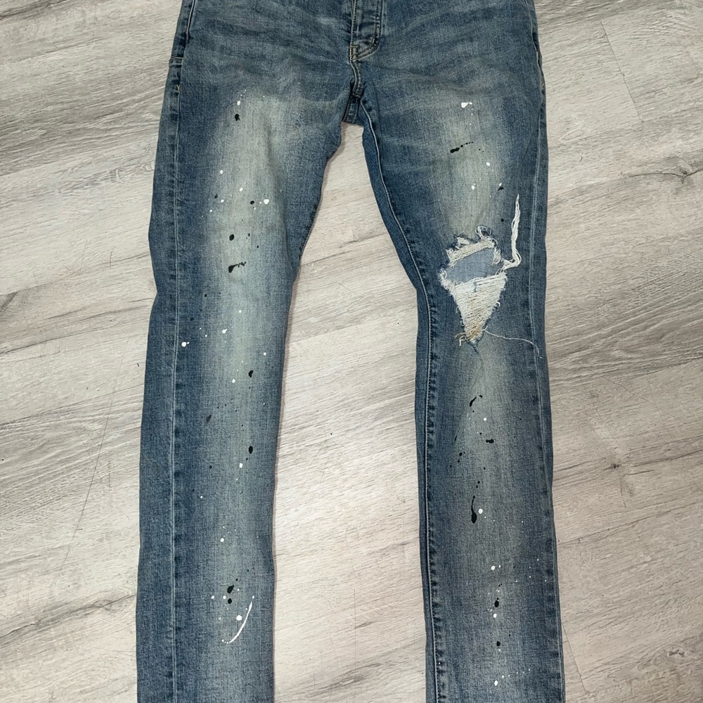 Purple Slim Fit Distressed Denim Jeans